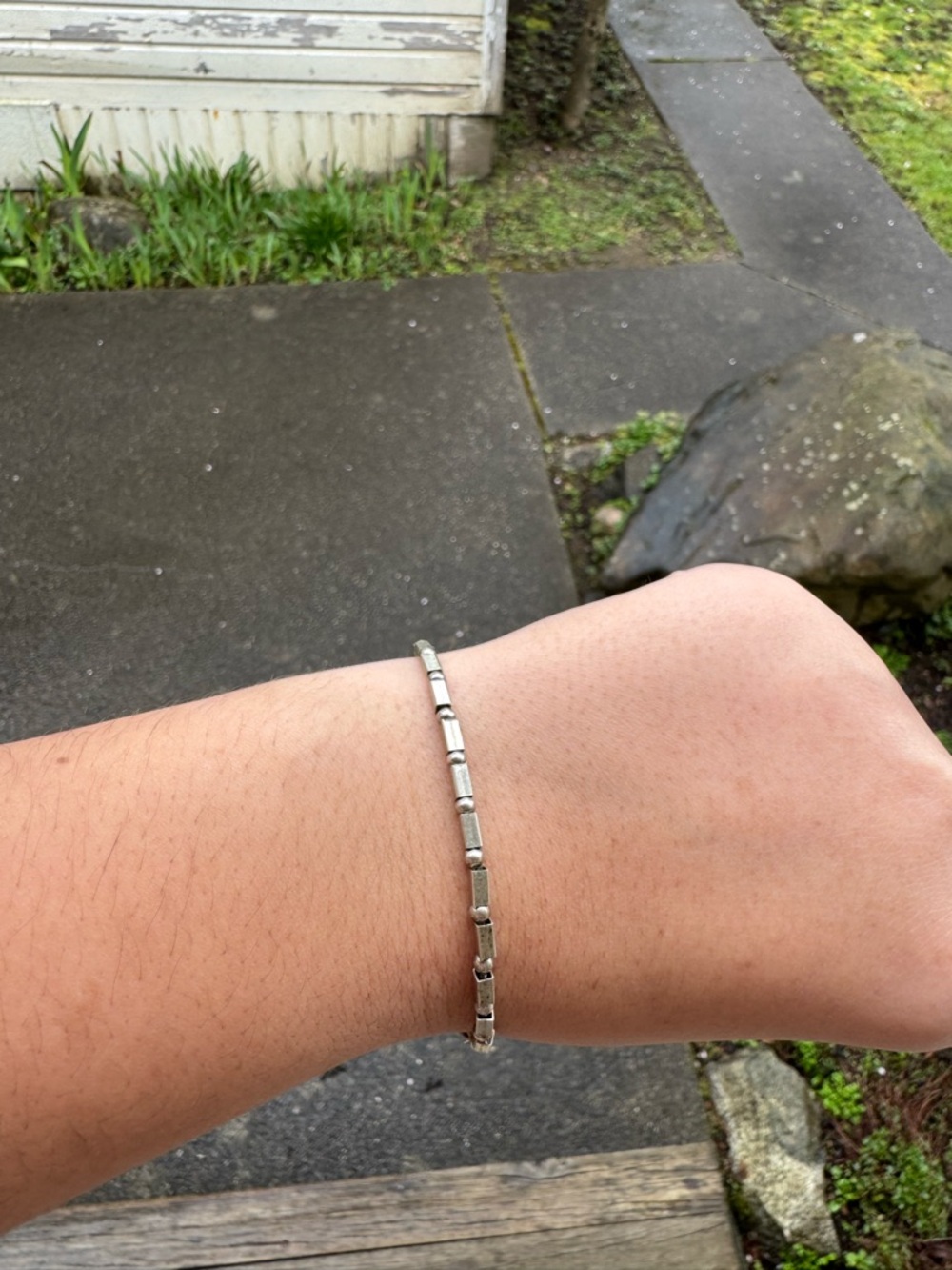 Vintage .925 Sterling Silver Tube Bead Bracelet (7.5”) Made in Italy